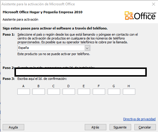 La activación telefónica ya no es posible en Office – La Caja de Internet